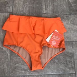 NWT Kortni Jeane Orange Medium Peplum Swim Bottoms
